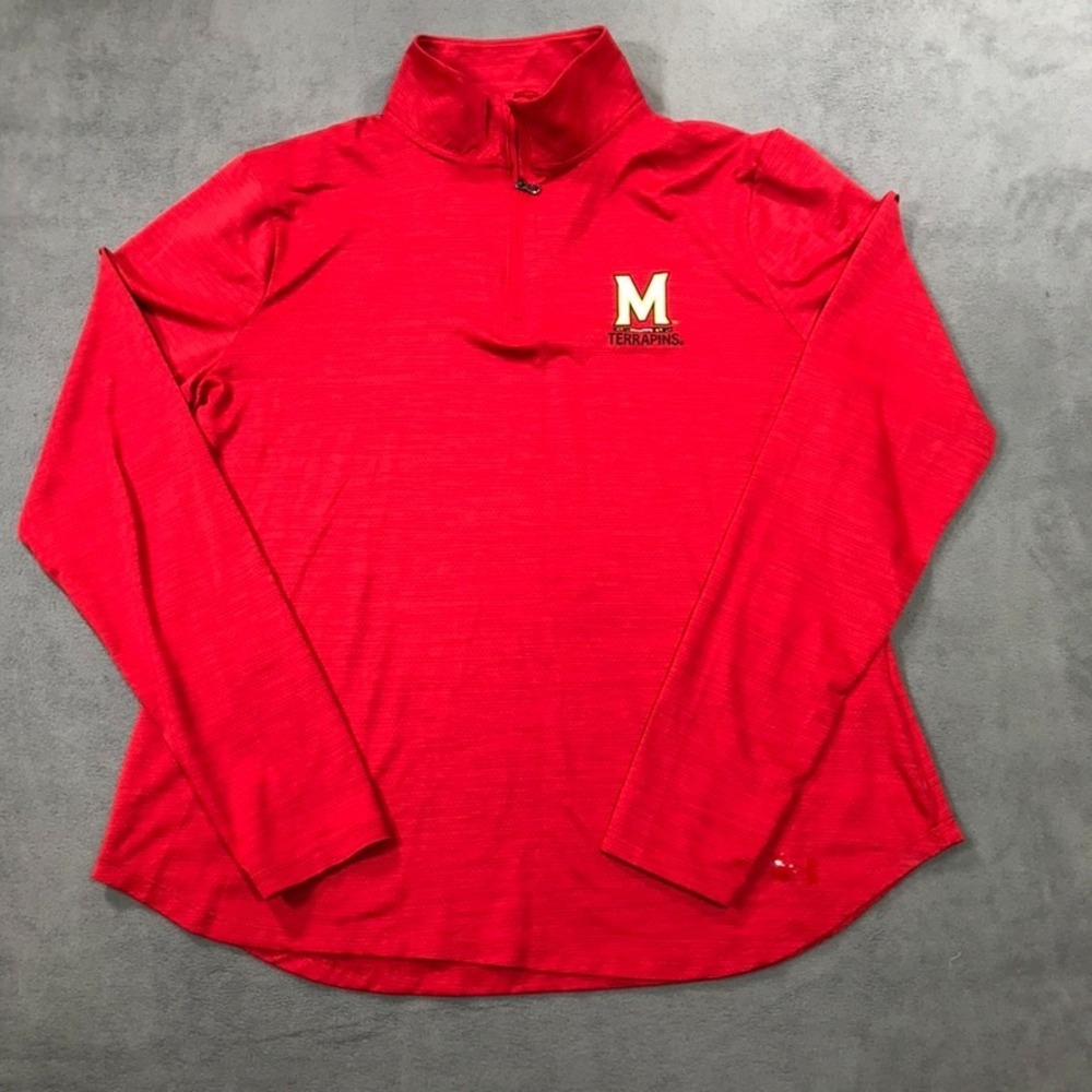 Maryland Terrapins Terps 1/4 Zip Women's Extra Large Red Under Armour Shirt